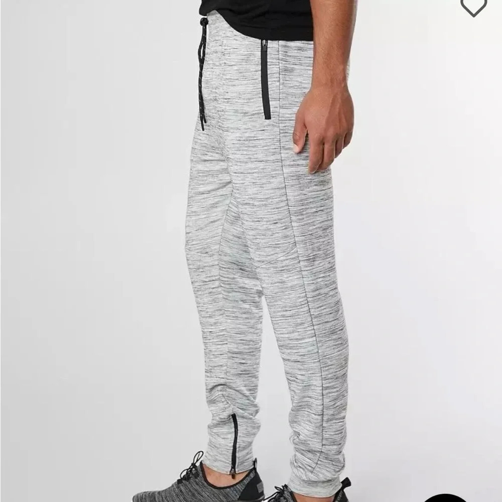 Departwest Men's Jogger Sweatpants M Gray Tapered Ankle Zipper Pockets